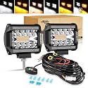 Auxbeam 4 Inch LED Pod Lights, 6 Modes Series 120W Dual Color Offroad Light