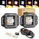 Auxbeam 5 Inch Pod Lights 72W White Amber Strobe Offroad Flush Mount Light