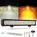 Auxbeam 6 Modes Amber White Series 20" 420W LED Light Bar Off-Road Light