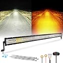 Auxbeam 6 Modes Amber White Series 50-Inch Strobe Curved LED Light Bar