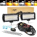 Auxbeam 7 Inch LED Pod Lights, 6 Modes Dual-Color Spot Flood Combo Beam