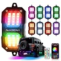 Auxbeam 8 Pods RGB LED Rock Lights for Trucks UTV Boat, Brake Mode