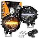 Auxbeam C4 Series 4 Inch 110W Round Light Offroad Pods with Amber DRL, Pair
