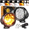 Auxbeam P4 Series 4In Round Offroad Light, 6 Modes Amber White Strobe Pods