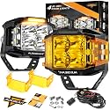 Auxbeam V-MAX Series 4 Inch 92W Side Shooter LED Pod Lights with Amber DRL