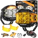 Auxbeam V-MAX Series 4 Inch LED Pod Light, 270° Side Shooter with Amber DRL
