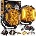 Auxbeam V-Ultra Series 5 Inch Amber LED Pods, 172W Round Side Shooter Light