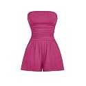 AUXDIO Women Summer Casual Strapless Romper Sleeveless Off Shoulder Short Jumpsuits 2026 Beach Vacation Clothes
