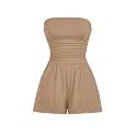 AUXDIO Women Summer Casual Strapless Romper Sleeveless Off Shoulder Short Jumpsuits 2026 Beach Vacation Clothes