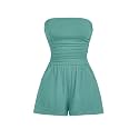 AUXDIO Women Summer Casual Strapless Romper Sleeveless Off Shoulder Short Jumpsuits 2026 Beach Vacation Clothes
