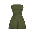 AUXDIO Women Summer Casual Strapless Romper Sleeveless Off Shoulder Short Jumpsuits 2026 Beach Vacation Clothes