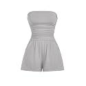 AUXDIO Women Summer Casual Strapless Romper Sleeveless Off Shoulder Short Jumpsuits 2026 Beach Vacation Clothes
