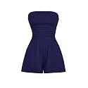 AUXDIO Women Summer Casual Strapless Romper Sleeveless Off Shoulder Short Jumpsuits 2026 Beach Vacation Clothes