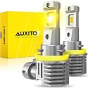 AUXITO H11/H8/H16 Yellow LED Fog Light Bulbs, 800% Brightness 3000K Amber Yellow Driving Fog lights, 1:1 Mini Size Front Fog Lamps, Non-polarity, Play and Plug (Pack of 2)