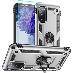 auzuoton samsung galaxy s20 fe cellular phone case silver heavy duty protection screen protector kickstand slim fit