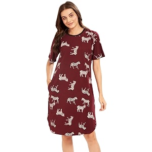 av2 women39s casual relaxed cotton knee length regular fit printed nighty - 3138