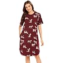 AV2 Women's Casual Relaxed Cotton Knee Length Regular Fit Printed Nighty - 3138