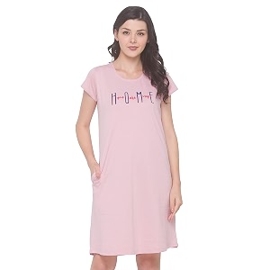 Av2 Womens Cotton Solid Knee Length Nighty