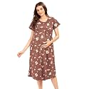 AV2 Women Cotton Calf Length Feeding Nighty