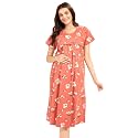 AV2 Women Cotton Calf Length Feeding Nighty