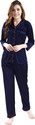 AV2 Women Solid Blue Shirt & Pyjama set