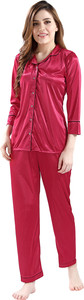 av2 women solid red shirt  pyjama set