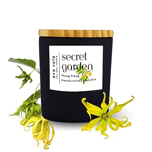 matte black scented candle soy wax - fragrance secret garden ylang ylang - 40hrs burn time