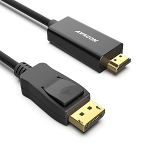 avacon dpdisplayport to hdmi adapter display port male to hdmi male gold-plated cord 6 feet black hdmi cable a_000096black