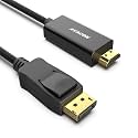 AVACON DP(Displayport) to HDMI Adapter, Display Port Male to HDMI Male Gold-Plated Cord 6 Feet Black HDMI Cable (A_000096black)