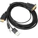 SANCY VGA to HDMI Adapter Cable, 6 Feet VGA to HDMI Cable 1080P Video Converter with Sound and Power Supply for Laptop PC