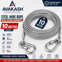 AVAKASH 10 Meter Steel Wire Rope Cloth Drying Cable with Locking Hooks Stainless Steel Clothesline