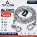 AVAKASH AVAKASH 5M Stainless Steel Clothes Drying Rope with Locking Hooks Stainless Steel Clothesline