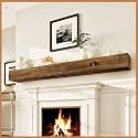 Avana Rustic Fireplace Mantle Shelf - 84 Inches, Handcrafted Wood - Decorative Wall Shelf for Home - Farmhouse Mantel Decor - 84 X 8 X 5 - Rustic Traditional