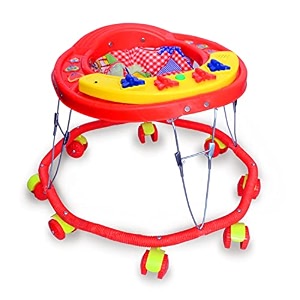 avani metrobuzz baby activity walker foldable with music and funky light bar for 6 months to 18 months old baby red