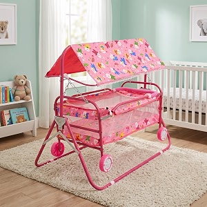 avani metrobuzz baby cradle with wheels canopy foldable for for 0-6 months baby boys and girls