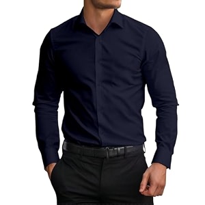 AVANOVA Mens White Long Sleeve Slim Fit