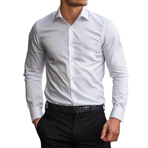 AVANOVA Mens White Long Sleeve Slim Fit