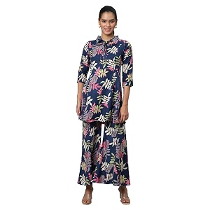 AVANOVA Soft Maslin Silk V Neck Co-Ords