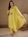 AVANSHEE Women Chanderi Kurta Pant Dupatta Set