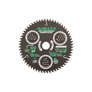 avanza full-kerf tct saw blade 7 x 60 best suited for cutting of plywood and crosscutting of woods super smooth durashield coated and anti-vibration technology in-built