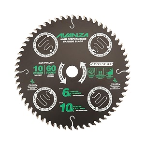 avanza full-kerf tct saw blade 10 x 60 best suited for cutting of plywood and crosscutting of woods super smooth durashield coated and anti-vibration technology in-built