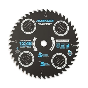 avanza full-kerf tct saw blade 12 x 48 best suited for general purpose cutting of wood and plywood fast and smooth durashield coated and anti-vibration technology in-built
