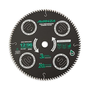 avanza full-kerf tct saw blade 12 x 72 best suited for cutting of plywood and crosscutting of woods super smooth durashield coated and anti-vibration technology in-built