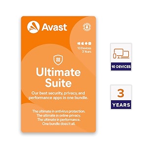 avast security ultimate suite multi-device total security suite w vpn cleaner amp antitracker pc mac android amp ios 10 devices  3 years email delivery in 2 hours- no cd