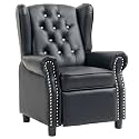 AVAWING Kids Recliner Chair, Black PU Leather Wingback Tufted Toddler Chair