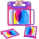 AVAWO Kids Case for New iPad (A16) 11th Generation 11 Inch 2025, iPad 10th Generation 10.9" 2022 with Built-in Screen Protector Shockproof Lightweight Handle Cover for i Pad 10/11 Gen, Rose&amp;Purple