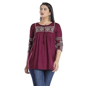Avayayat Short Kurti for Women Embroidered