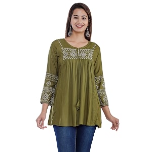Avayayat Short Kurti for Women Embroidered