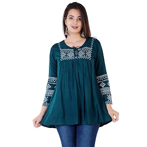 Avayayat Short Kurti for Women Embroidered