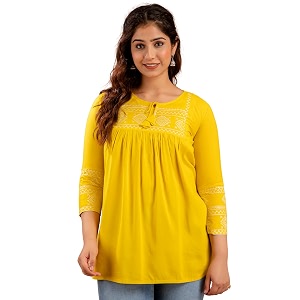 Avayayat Short Kurti for Women Embroidered